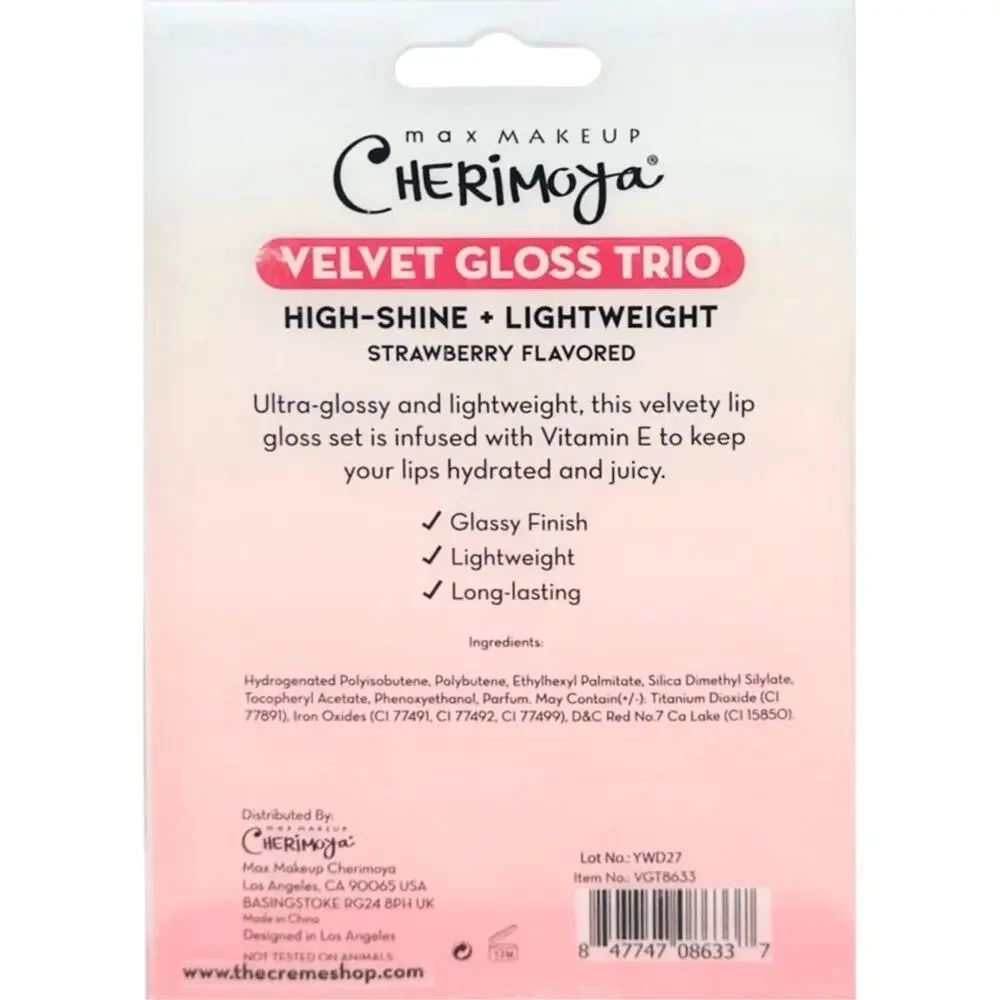 Max Makeup Cherimoya Jelly Trio High Shine Strawberry-flavored Lip Gloss